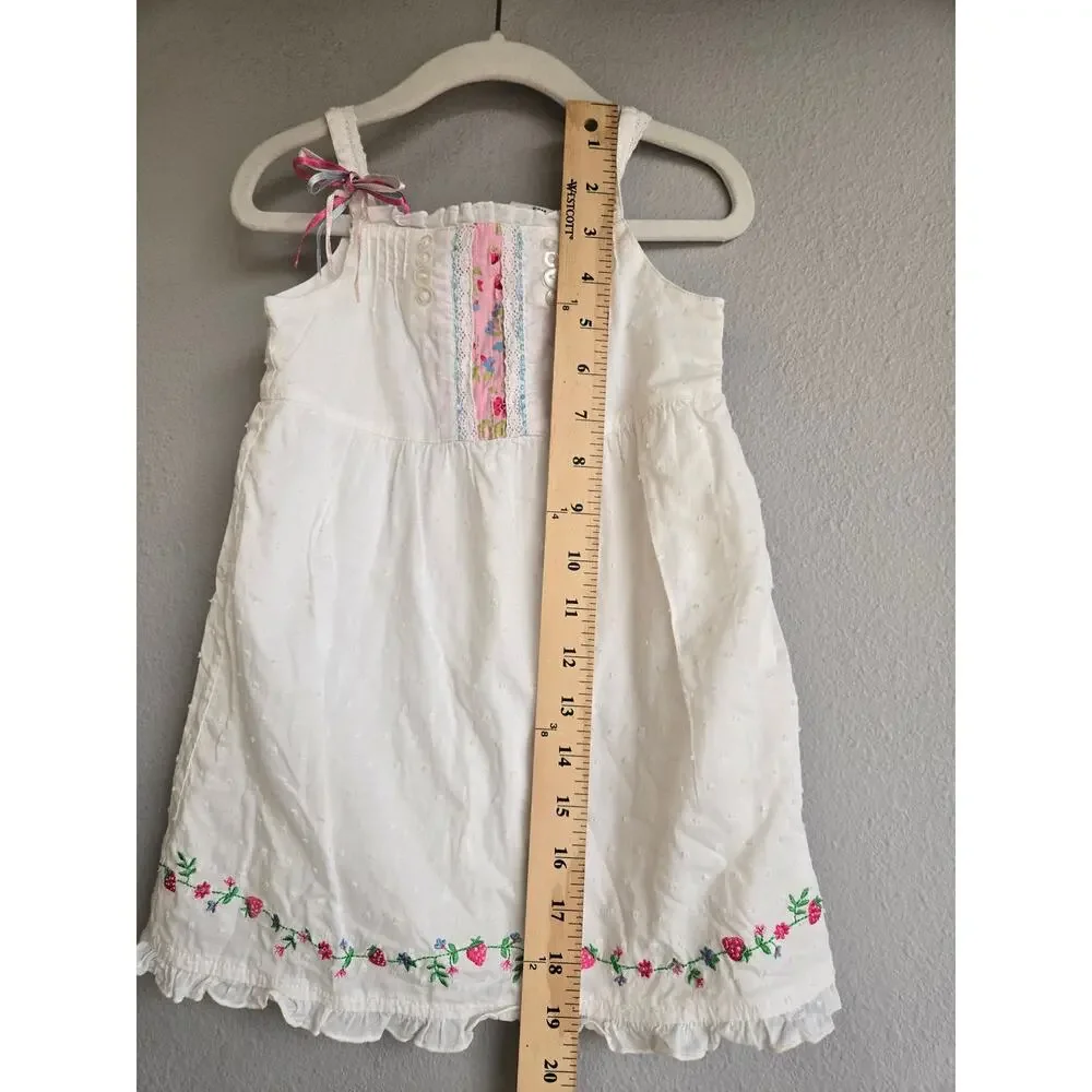 Flapdoodles White Swiss Dot‎ Embroidered Strawberry Sundress 24M